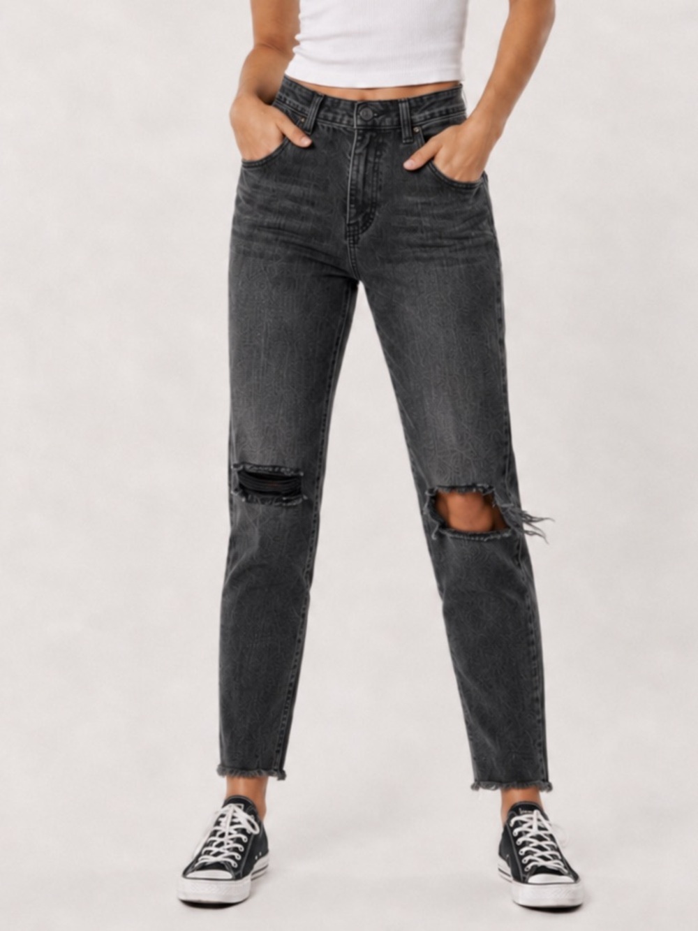 One Teaspoon Legends Distressed Straight Leg Jeans 26 Mom Fit